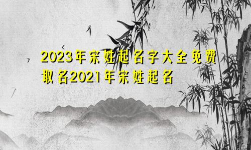 2023年宋姓起名字大全免费取名2021年宋姓起名