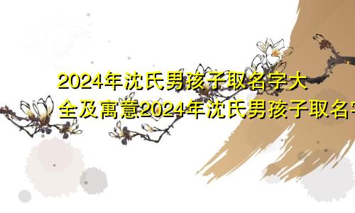 2024年沈氏男孩子取名字大全及寓意2024年沈氏男孩子取名字大全四个字