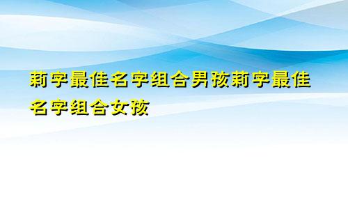 莉字最佳名字组合男孩莉字最佳名字组合女孩