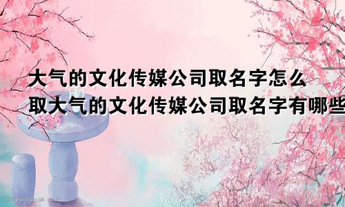 大气的文化传媒公司取名字怎么取大气的文化传媒公司取名字有哪些