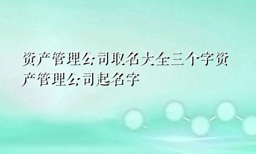 资产管理公司取名大全三个字资产管理公司起名字