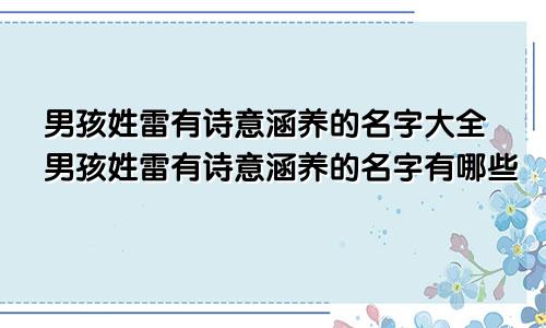 男孩姓雷有诗意涵养的名字大全男孩姓雷有诗意涵养的名字有哪些