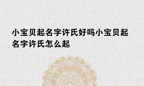 小宝贝起名字许氏好吗小宝贝起名字许氏怎么起