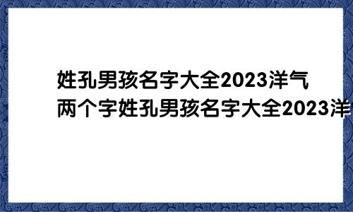 姓孔男孩名字大全2023洋气两个字姓孔男孩名字大全2023洋气