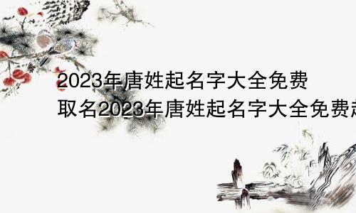 2023年唐姓起名字大全免费取名2023年唐姓起名字大全免费起名