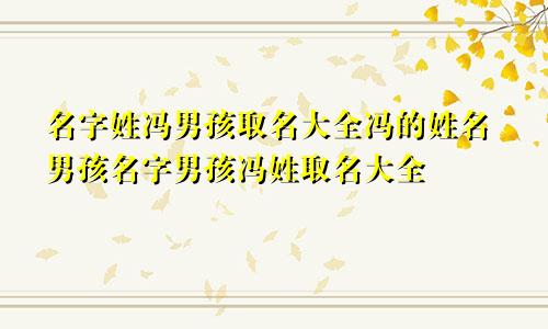 名字姓冯男孩取名大全冯的姓名男孩名字男孩冯姓取名大全