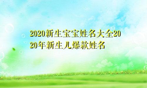 2020新生宝宝姓名大全2020年新生儿爆款姓名