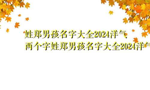 姓郑男孩名字大全2024洋气两个字姓郑男孩名字大全2024洋气