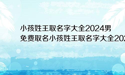 小孩姓王取名字大全2024男免费取名小孩姓王取名字大全2024男免费起名