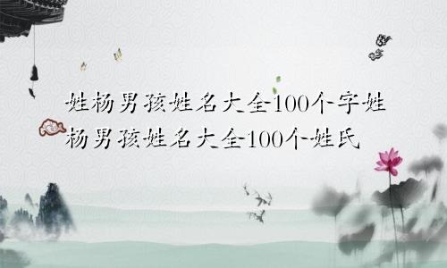 姓杨男孩姓名大全100个字姓杨男孩姓名大全100个姓氏