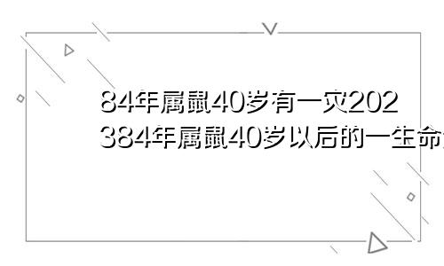 84年属鼠40岁有一灾202384年属鼠40岁以后的一生命运