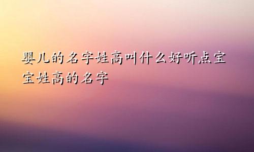 婴儿的名字姓高叫什么好听点宝宝姓高的名字