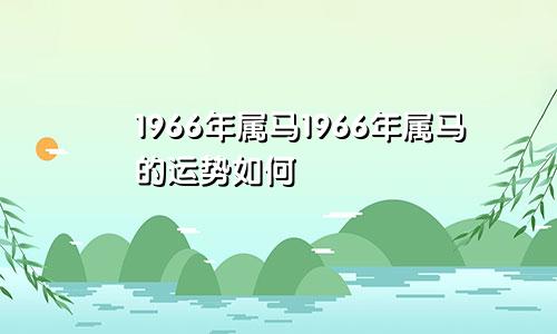 1966年属马1966年属马的运势如何