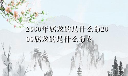 2000年属龙的是什么命2000属龙的是什么命女