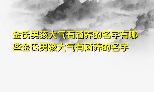 金氏男孩大气有涵养的名字有哪些金氏男孩大气有涵养的名字