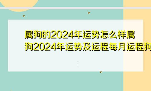 属狗的2024年运势怎么样属狗2024年运势及运程每月运程狗