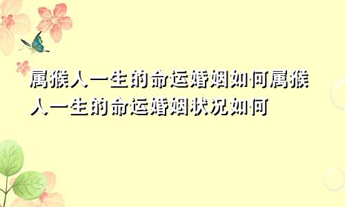 属猴人一生的命运婚姻如何属猴人一生的命运婚姻状况如何