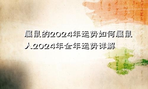 属鼠的2024年运势如何属鼠人2024年全年运势详解