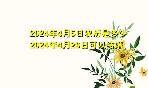 2024年4月5日农历是多少2024年4月20日可以结婚