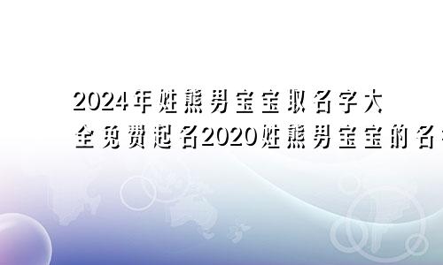 2024年姓熊男宝宝取名字大全免费起名2020姓熊男宝宝的名字