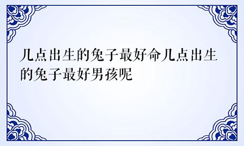 几点出生的兔子最好命几点出生的兔子最好男孩呢