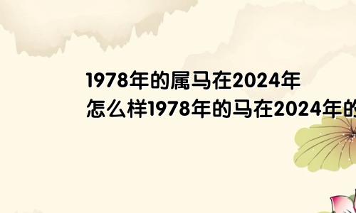 1978年的属马在2024年怎么样1978年的马在2024年的运势怎么样