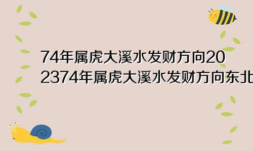 74年属虎大溪水发财方向202374年属虎大溪水发财方向东北方向可以2023可以做生意吗