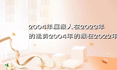 2004年属猴人在2023年的运势2004年的猴在2022年运势怎样