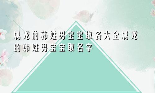 属龙的韩姓男宝宝取名大全属龙的韩姓男宝宝取名字