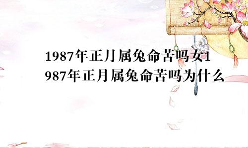 1987年正月属兔命苦吗女1987年正月属兔命苦吗为什么