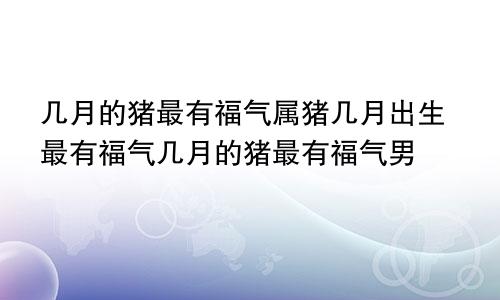 几月的猪最有福气属猪几月出生最有福气几月的猪最有福气男