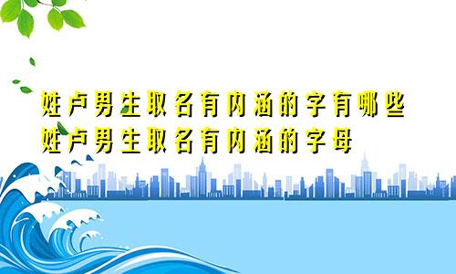 姓卢男生取名有内涵的字有哪些姓卢男生取名有内涵的字母