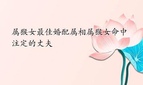 属猴女最佳婚配属相属猴女命中注定的丈夫