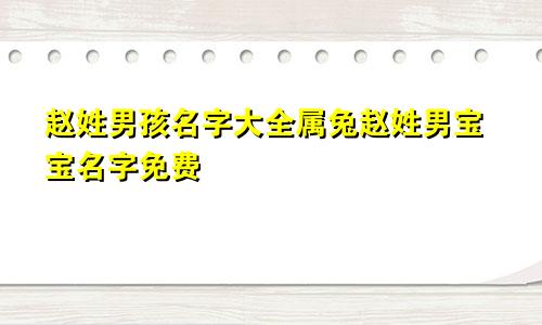 赵姓男孩名字大全属兔赵姓男宝宝名字免费