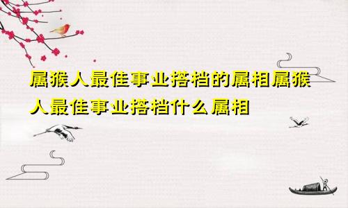 属猴人最佳事业搭档的属相属猴人最佳事业搭档什么属相