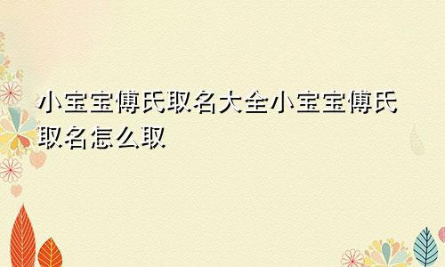 小宝宝傅氏取名大全小宝宝傅氏取名怎么取