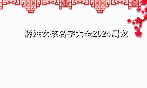 薛姓女孩名字大全2024属龙