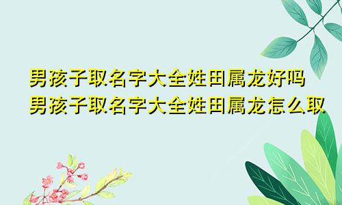 男孩子取名字大全姓田属龙好吗男孩子取名字大全姓田属龙怎么取