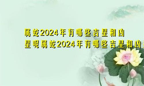 属蛇2024年有哪些吉星和凶星呢属蛇2024年有哪些吉星和凶星图片