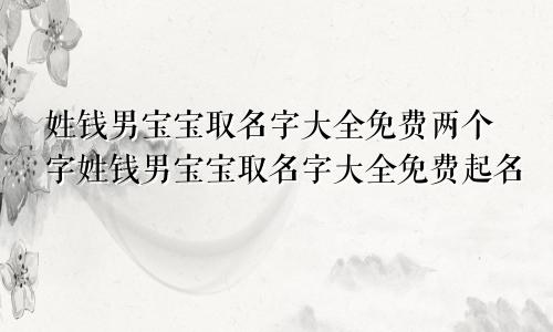 姓钱男宝宝取名字大全免费两个字姓钱男宝宝取名字大全免费起名