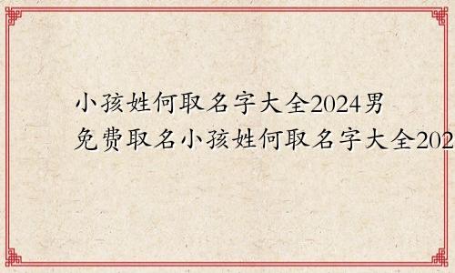 小孩姓何取名字大全2024男免费取名小孩姓何取名字大全2024男免费起名