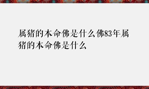 属猪的本命佛是什么佛83年属猪的本命佛是什么