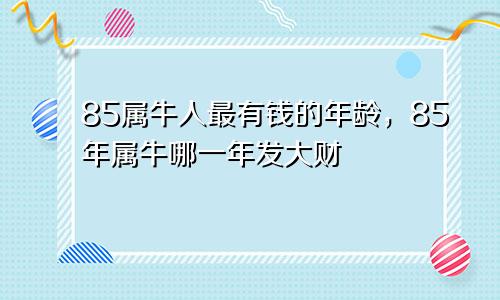 85属牛人最有钱的年龄，85年属牛哪一年发大财