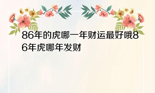 86年的虎哪一年财运最好哦86年虎哪年发财