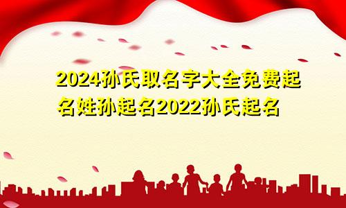 2024孙氏取名字大全免费起名姓孙起名2022孙氏起名