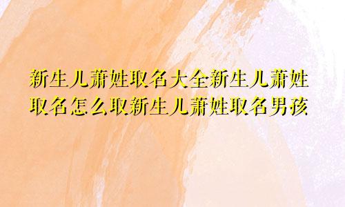 新生儿萧姓取名大全新生儿萧姓取名怎么取新生儿萧姓取名男孩