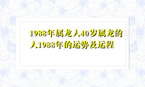 1988年属龙人40岁属龙的人1988年的运势及运程