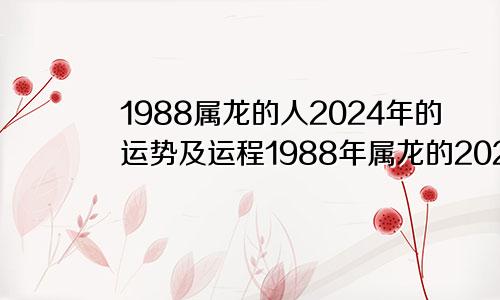 1988属龙的人2024年的运势及运程1988年属龙的2024年怎么样