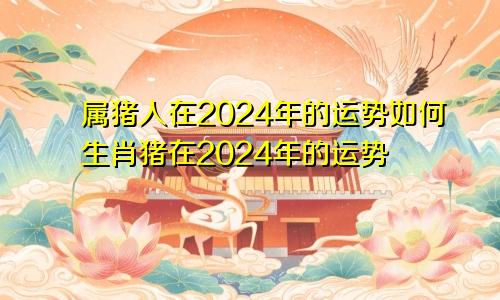 属猪人在2024年的运势如何生肖猪在2024年的运势