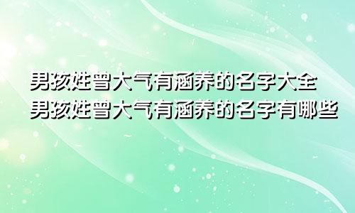 男孩姓曾大气有涵养的名字大全男孩姓曾大气有涵养的名字有哪些